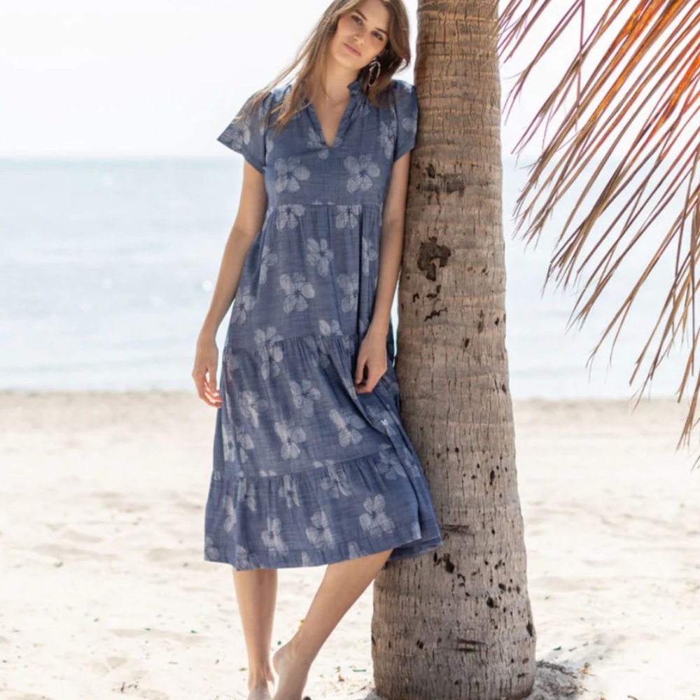 Kia Moore Shannon Dress (color: Indigo Floral) Size Small NWT